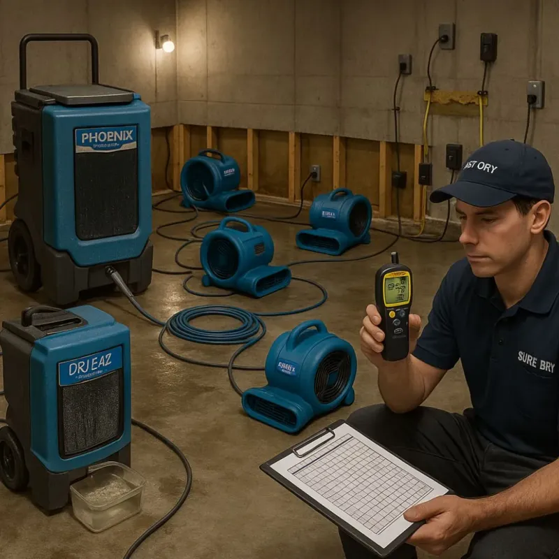Structural Drying and Dehumidification process in Beverly, TX